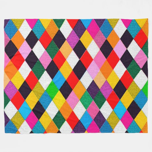 MARDI GRAS HARLEQUIN PATTERN kleurrijke Rhombi Fleece Deken (Voorkant (Horizontaal))