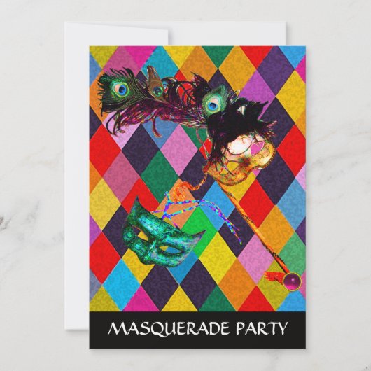 MARDI GRAS HARLEQUIN PATTERN kleurrijke Rhombi Kaart (Voorkant)