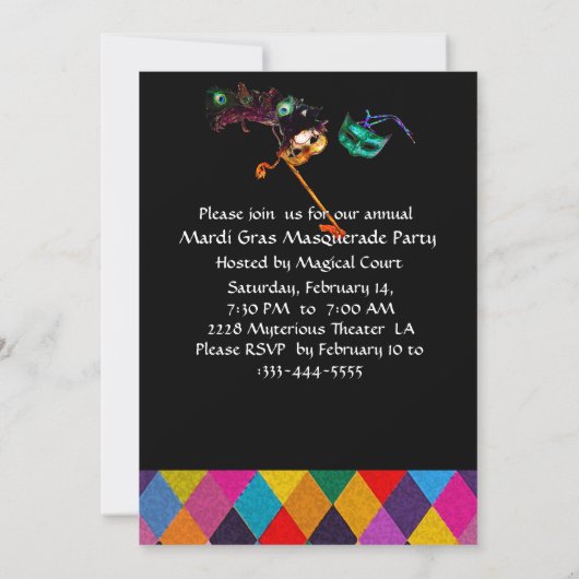 MARDI GRAS HARLEQUIN PATTERN kleurrijke Rhombi Kaart (Achterkant)