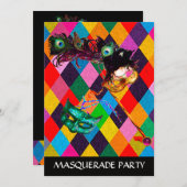 MARDI GRAS HARLEQUIN PATTERN kleurrijke Rhombi Kaart (Voorkant / Achterkant)