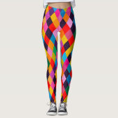 MARDI GRAS HARLEQUIN PATTERN kleurrijke Rhombi Leggings (Voorkant)