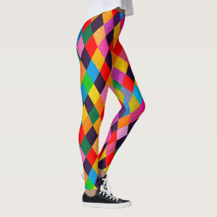 MARDI GRAS HARLEQUIN PATTERN kleurrijke Rhombi Leggings