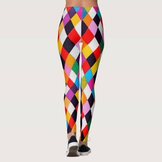 MARDI GRAS HARLEQUIN PATTERN kleurrijke Rhombi Leggings (Achterkant)