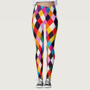 MARDI GRAS HARLEQUIN PATTERN kleurrijke Rhombi Leggings
