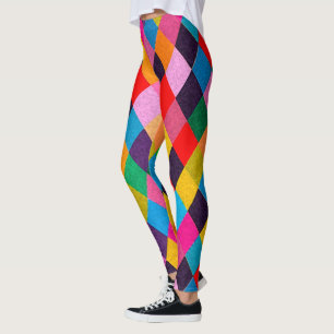 MARDI GRAS HARLEQUIN PATTERN kleurrijke Rhombi Leggings