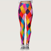 MARDI GRAS HARLEQUIN PATTERN kleurrijke Rhombi Leggings (Voorkant)