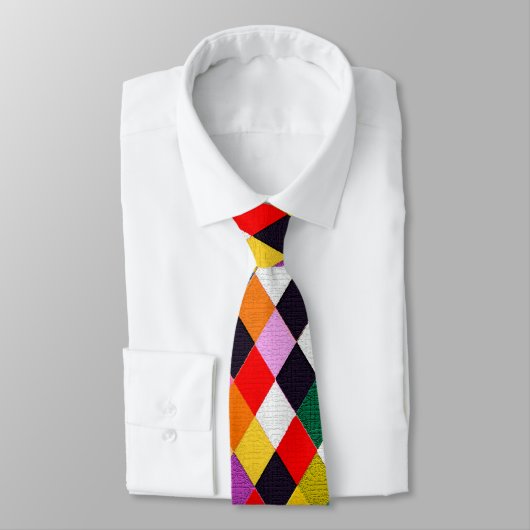 MARDI GRAS HARLEQUIN PATTERN kleurrijke Rhombi Stropdas (Gebonden)