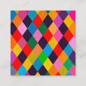 MARDI GRAS HARLEQUIN PATTERN kleurrijke Rhombi Vierkante Visitekaartje (Achterkant)