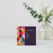 MARDI GRAS HARLEQUIN PATTERN kleurrijke Rhombi Vierkante Visitekaartje (Staand voorkant)