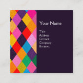 MARDI GRAS HARLEQUIN PATTERN kleurrijke Rhombi Vierkante Visitekaartje (Voorkant)