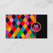 MARDI GRAS HARLEQUIN PATTERN kleurrijke Rhombi Visitekaartje (Achterkant)