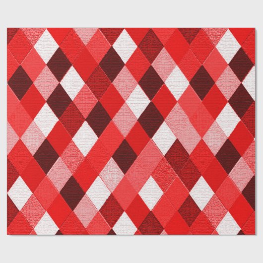 MARDI GRAS HARLEQUIN PATTERN Rood roze Rhombi Cadeaupapier (Vlak)