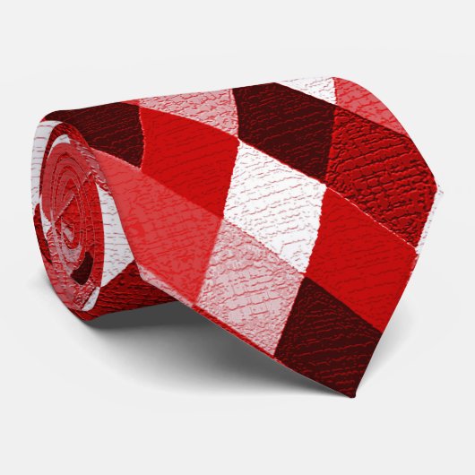 MARDI GRAS HARLEQUIN PATTERN Rood roze Rhombi Stropdas (Opgerold)