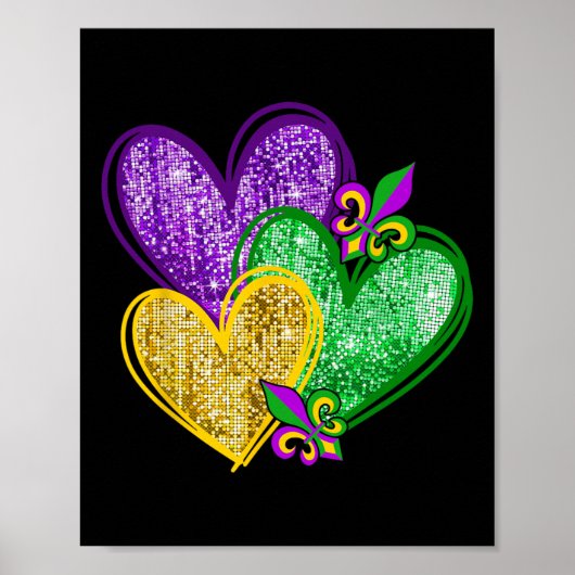 Mardi Gras Hart Fleur-de-lis Symbool Carnaval Mann Poster (Voorkant)