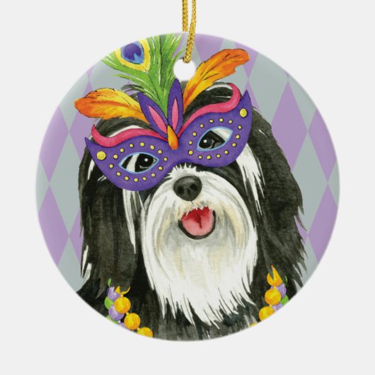 Mardi Gras Havanese Keramisch Ornament (Voorkant)