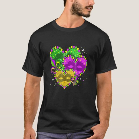 Mardi Gras Heart Fleur De Lys Symbol Funny Mardi G T-shirt (Voorkant)