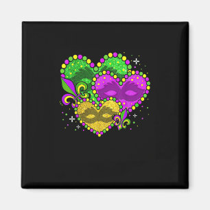 Mardi Gras Heart Fleur-de-lys Symbol Mardi Gras Magneet
