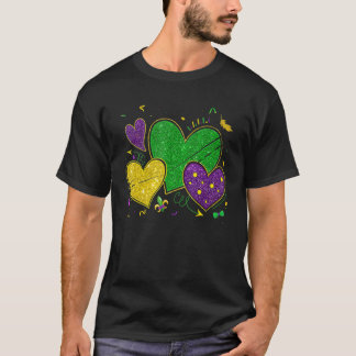 Mardi Gras Hearts Love Mardi Gras Women Men Costum T-shirt
