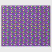 Mardi Gras Hearts Pattern Paarse Cadeaupapier (Vlak)