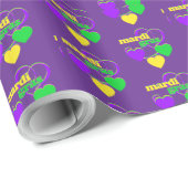 Mardi Gras Hearts Pattern Paarse Cadeaupapier (Rol Hoek)