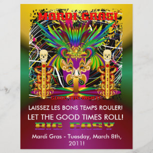 Mardi Gras Heksen Dokter-Schedel V-3-T Flyer