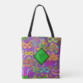 Mardi Gras heldere maskerade maskers monogram Tote Bag (Achterkant)