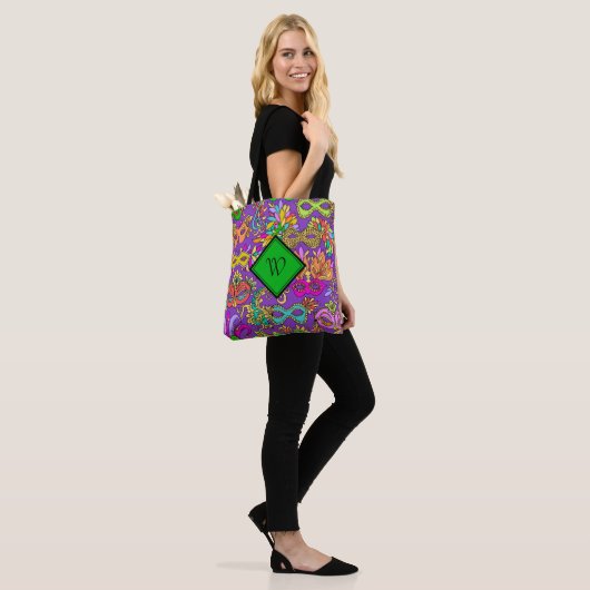 Mardi Gras heldere maskerade maskers monogram Tote Bag (Op model)