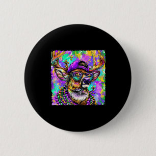 Mardi Gras Hertenbok Jacht New Orleans Camouflage Ronde Button 5,7 Cm