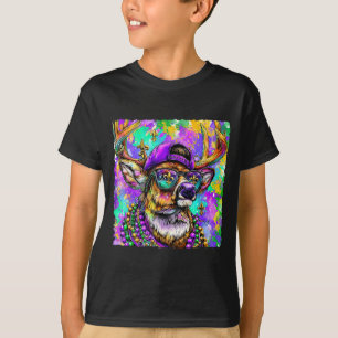 Mardi Gras Hertenbok Jagen New Orleans Camo Mannen T-shirt