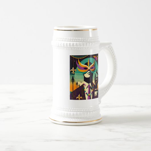 Mardi Gras Het Roken Man Bierpul (Voorkant rechts)