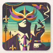 Mardi Gras Het Roken Man Kartonnen Onderzetters (Voorkant)
