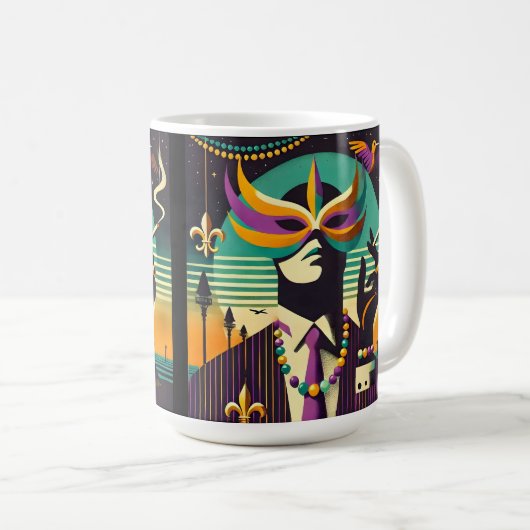 Mardi Gras Het Roken Man Koffiemok (Voorkant rechts)