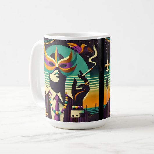 Mardi Gras Het Roken Man Koffiemok (Voorkant links)