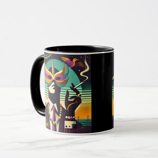 Mardi Gras Het Roken Man Mok (Voorkant links)