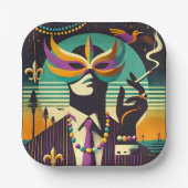 Mardi Gras Het Roken Man Papieren Bordje (Voorkant)