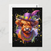 Mardi Gras Highland Koe Briefkaart (Voorkant / Achterkant)