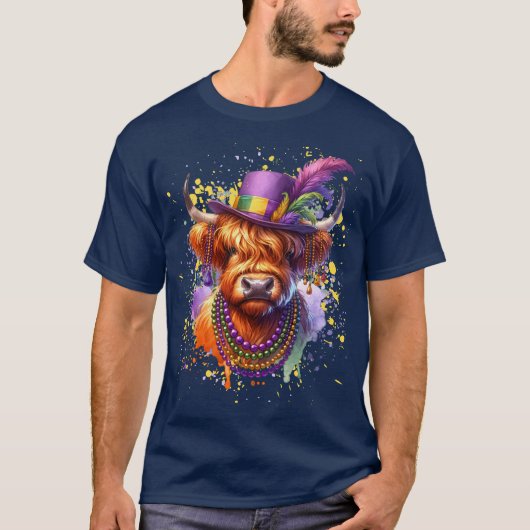 Mardi Gras Highland Koe T-shirt (Voorkant)