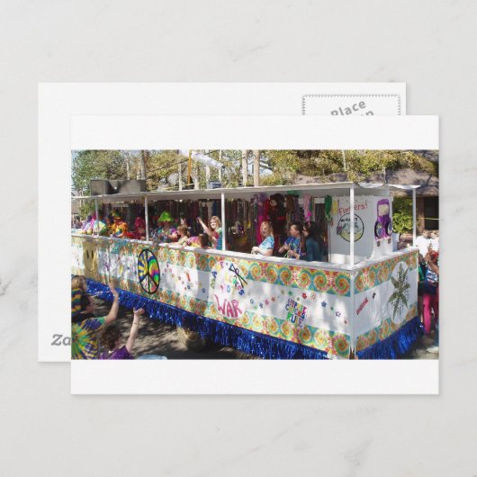 Mardi Gras Hippie Float Briefkaart (Voorkant / Achterkant)