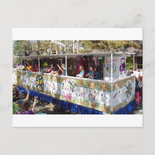Mardi Gras Hippie Float Briefkaart (Voorkant)