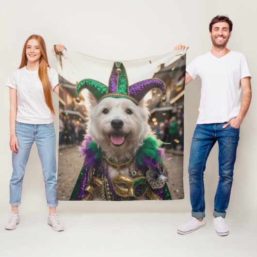 Mardi Gras Hond Jester Kostuum Fleece Deken (In situ)
