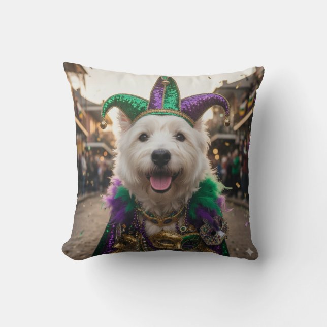 Mardi Gras Hond Jester Kostuum Kussen (Voorkant)