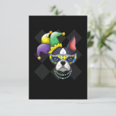 Mardi Gras Hond Shirt Grappige Boston Terrier Love RSVP Kaartje (Staand voorkant)