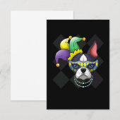 Mardi Gras Hond Shirt Grappige Boston Terrier Love RSVP Kaartje (Voorkant / Achterkant)