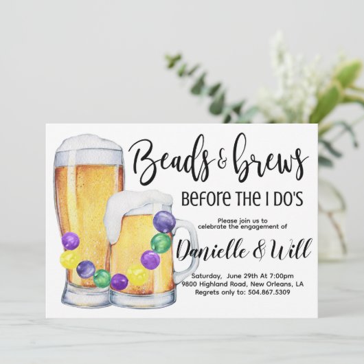 Mardi Gras-huwelijksaanzoek uitnodiging (Staand voorkant)