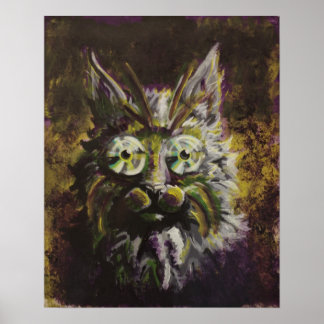 Mardi Gras - Hypnotic Cat Pop Surrealisme Poster
