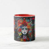 Mardi Gras I Am Woman Naam toevoegen Bloem hoofdto Mok (Midden)