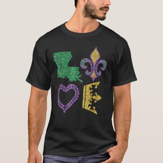 Mardi Gras I Love Mardi Gras Distress T-shirt (Voorkant)
