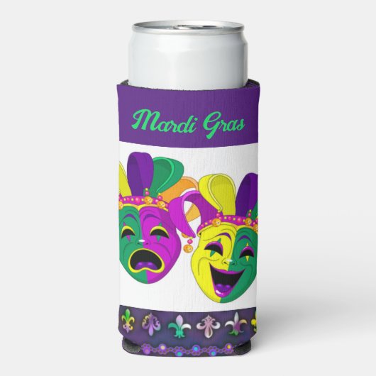 Mardi Gras, ik ben hier voor de feest-taling Seltzer Blikjeskoeler (Seltzer Voorkant)