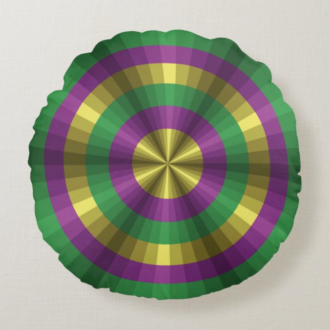 Mardi Gras Illusion Round Pillow Rond Kussen (Voorkant)