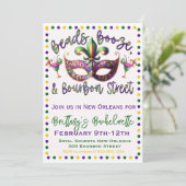 Mardi Gras in New Orleans vrijgezellen uitnodiging (Staand voorkant)